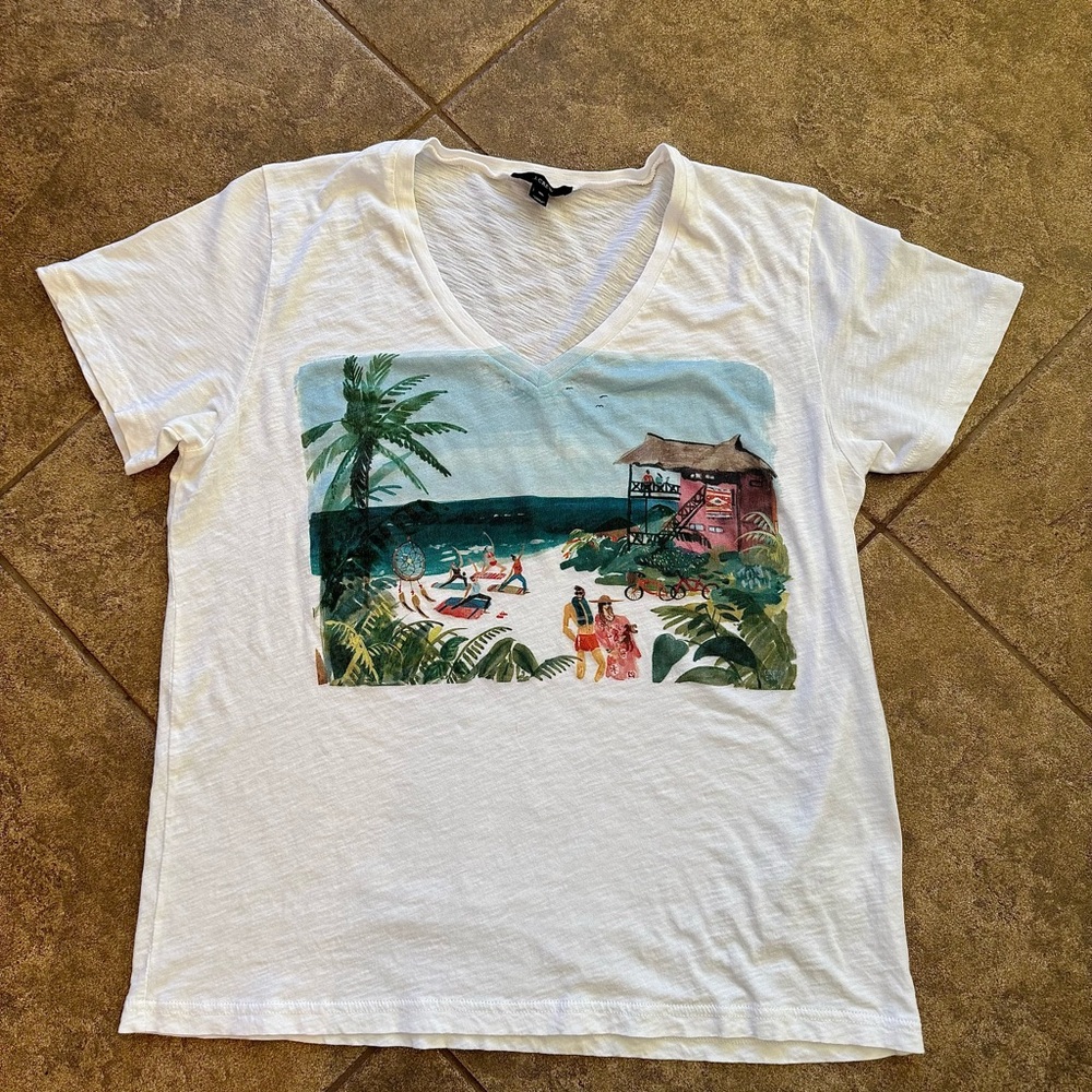 EUC - J.Crew Kirsten Sims Illustration V- Neck Tee